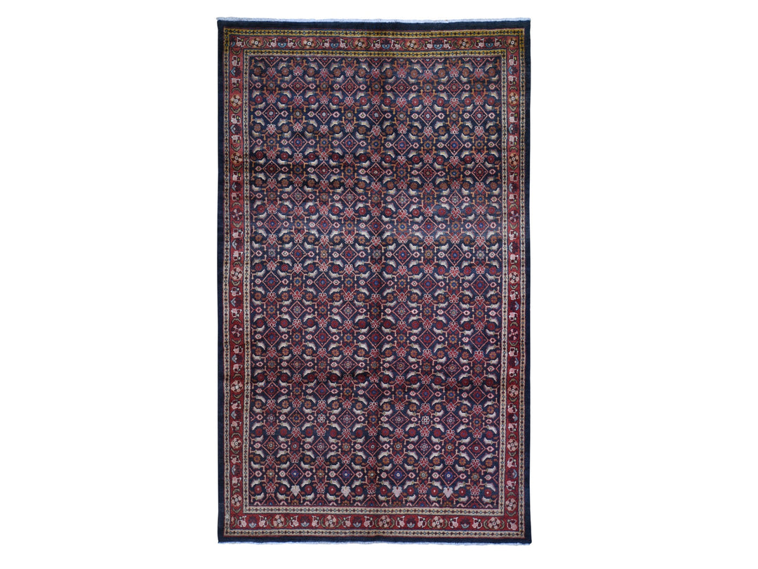 6'1" x 10'0" New Hand Knotted Black Wool Rectangle Oriental Rug - MOA10259697
