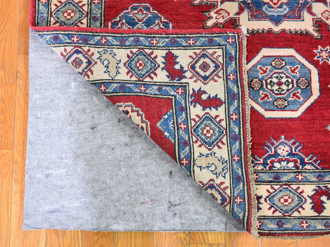 3'10" x 17'3" New Hand Knotted Red Wool Runner Oriental Rug - MOA10259699