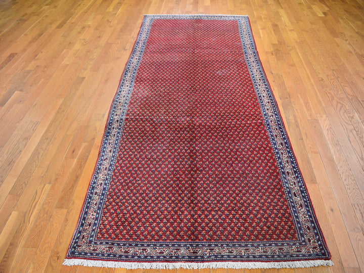 4'6" x 10'9" Vintage Hand Knotted Red Wool Runner Oriental Rug - MOA10259703