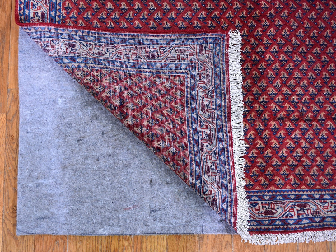 4'6" x 10'9" Vintage Hand Knotted Red Wool Runner Oriental Rug - MOA10259703