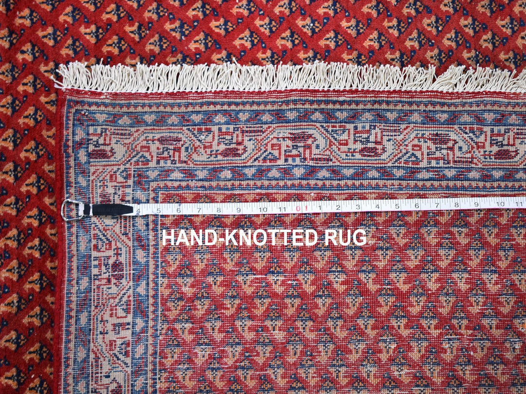 4'6" x 10'9" Vintage Hand Knotted Red Wool Runner Oriental Rug - MOA10259703