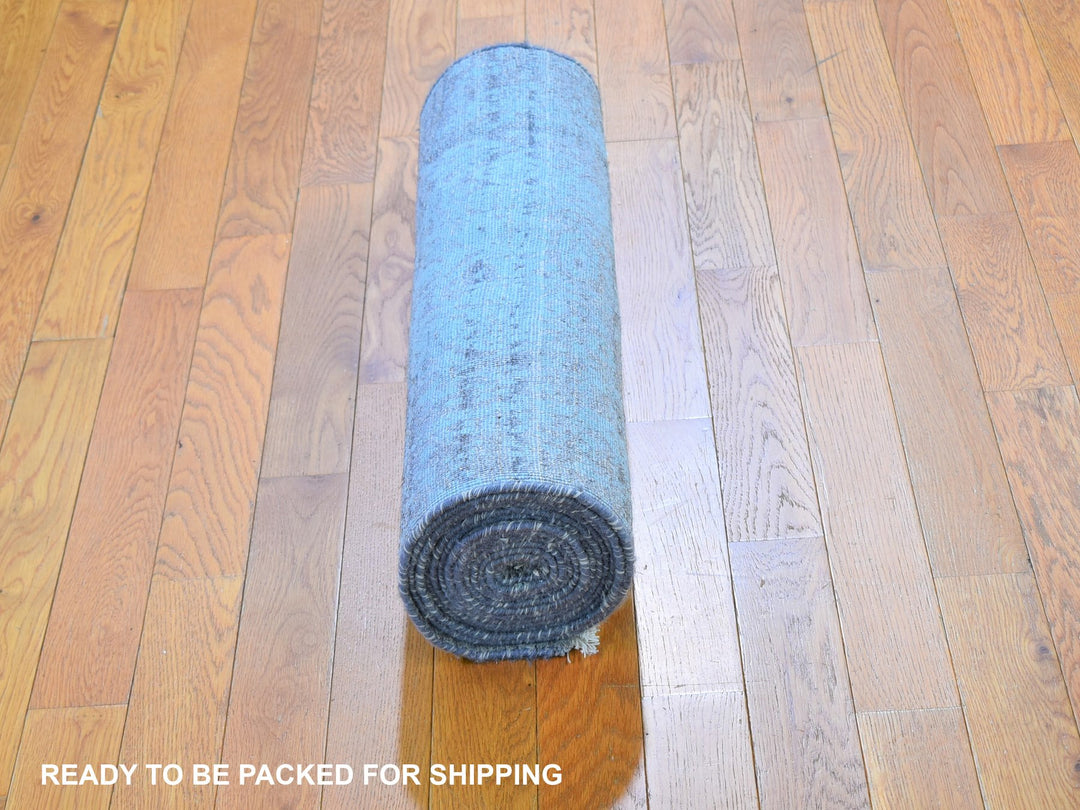 2'7" x 14'0" New Hand Knotted Green Wool & Silk Runner Oriental Rug - MOA10259705