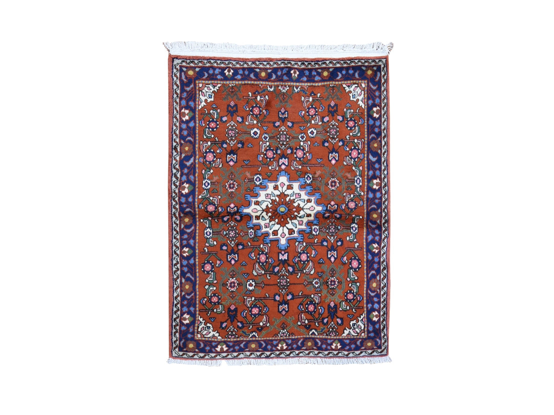 3'3" x 4'5" New Hand Knotted Orange Wool Rectangle Oriental Rug - MOA10259709