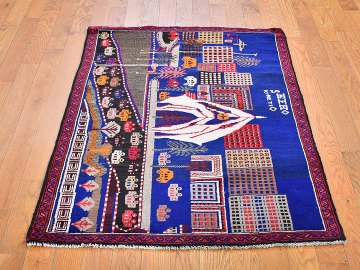 3'0" x 4'10" New Hand Knotted Blue Wool Rectangle Oriental Rug - MOA10259712
