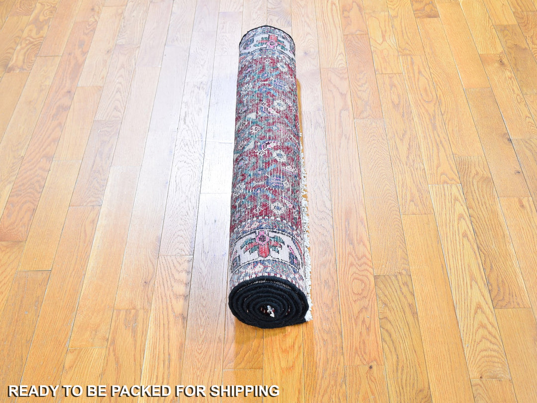 3'6" x 6'3" New Hand Knotted Red Wool Rectangle Oriental Rug - MOA10259717