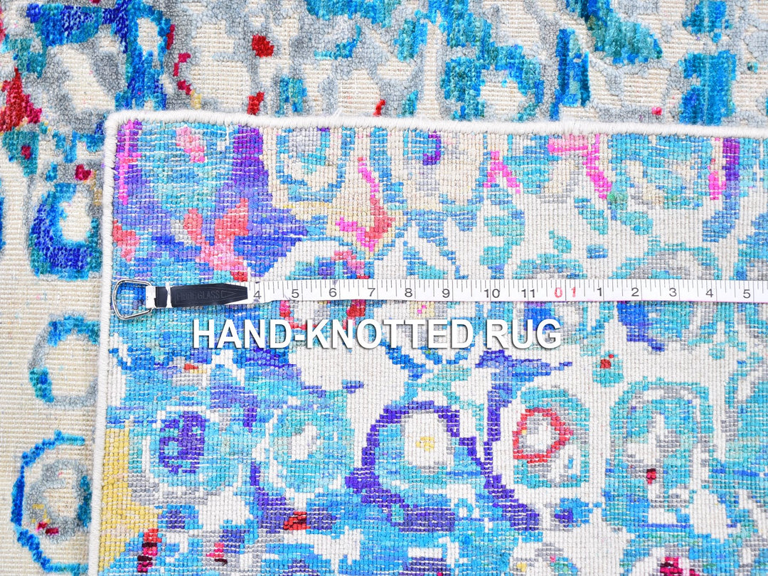 4'0" x 6'0" New Hand Knotted Blue Wool & Silk Rectangle Oriental Rug - MOA10259719