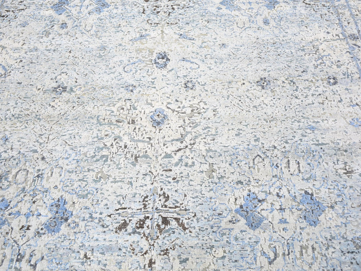 8'0" x 10'4" New Hand Knotted Blue Wool & Silk Rectangle Oriental Rug - MOA10259724