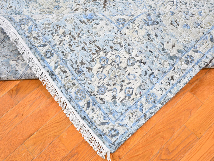 8'0" x 10'4" New Hand Knotted Blue Wool & Silk Rectangle Oriental Rug - MOA10259724