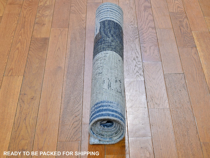 3'1" x 5'0" New Hand Knotted Blue Wool & Silk Rectangle Oriental Rug - MOA10259737
