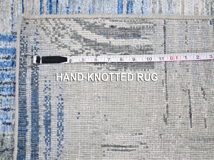 3'1" x 5'0" New Hand Knotted Blue Wool & Silk Rectangle Oriental Rug - MOA10259737