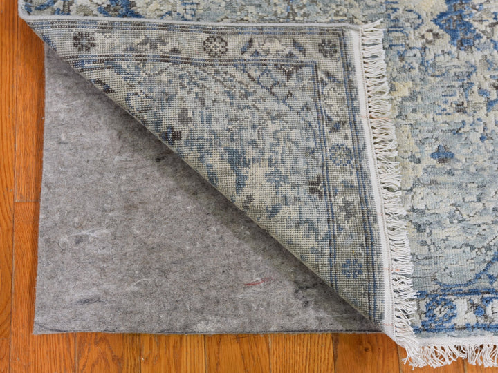 2'6" x 6'0" New Hand Knotted Blue Wool & Silk Runner Oriental Rug - MOA10259743