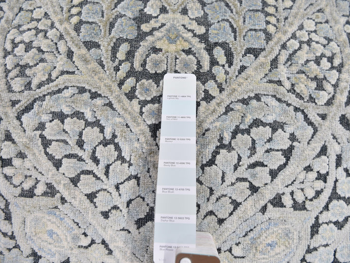 4'0" x 6'3" New Hand Knotted Blue Wool & Silk Rectangle Oriental Rug - MOA10259745