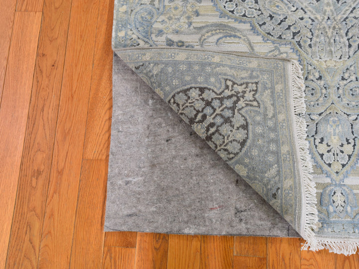 4'0" x 6'3" New Hand Knotted Blue Wool & Silk Rectangle Oriental Rug - MOA10259745