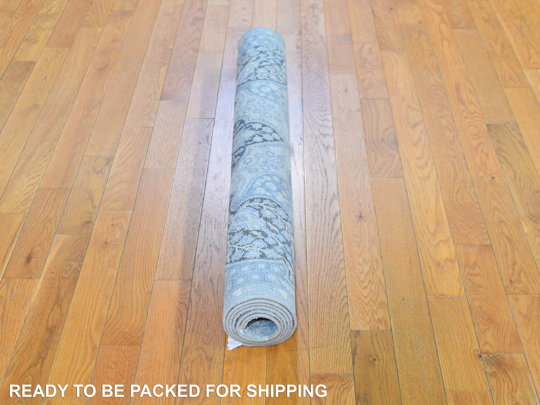 4'0" x 6'3" New Hand Knotted Blue Wool & Silk Rectangle Oriental Rug - MOA10259745