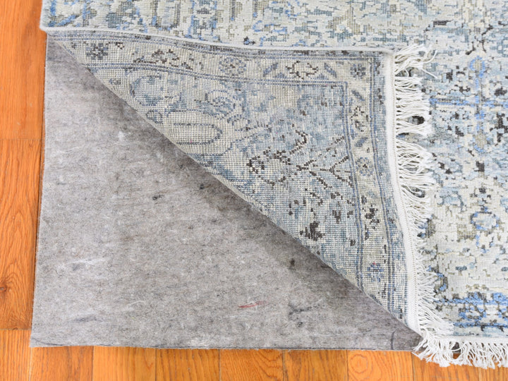4'0" x 6'0" New Hand Knotted Blue Wool & Silk Rectangle Oriental Rug - MOA10259750
