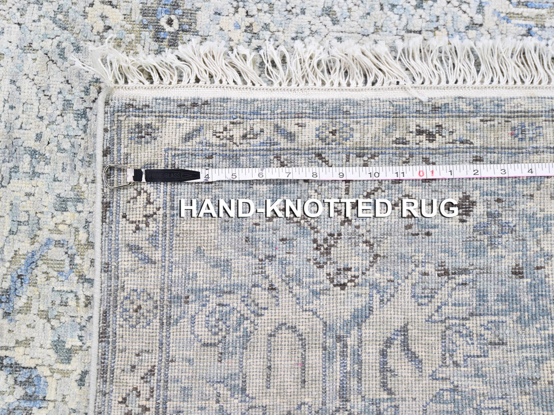 4'0" x 6'0" New Hand Knotted Blue Wool & Silk Rectangle Oriental Rug - MOA10259750