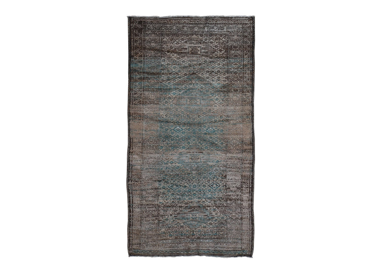 4'0" x 8'0" Vintage Hand Knotted Brown Wool Rectangle Oriental Rug - MOA10259770