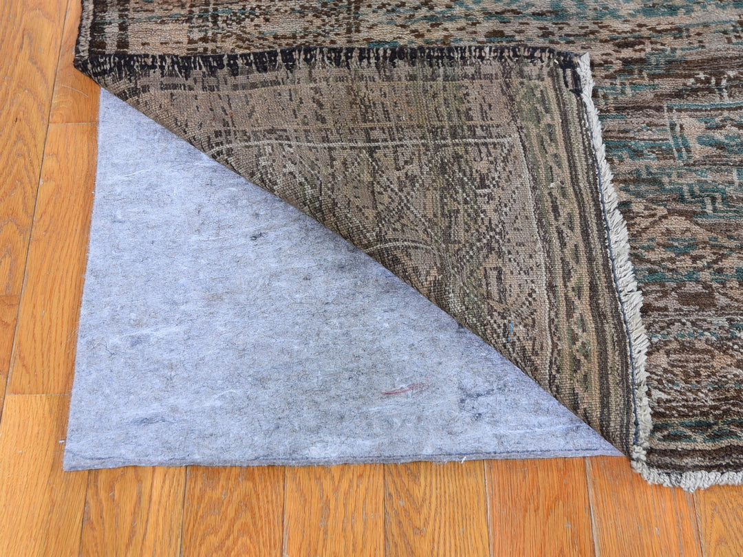 4'0" x 8'0" Vintage Hand Knotted Brown Wool Rectangle Oriental Rug - MOA10259770