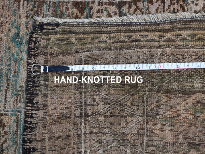4'0" x 8'0" Vintage Hand Knotted Brown Wool Rectangle Oriental Rug - MOA10259770