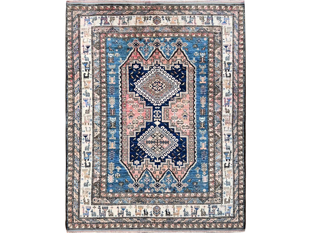 5'0" x 6'3" New Hand Knotted Pink Wool Rectangle Oriental Rug - MOA102597