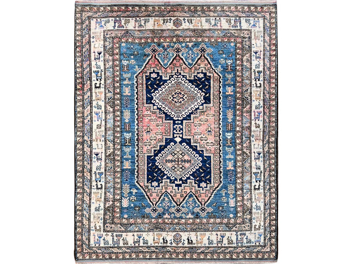 5'0" x 6'3" New Hand Knotted Pink Wool Rectangle Oriental Rug - MOA102597