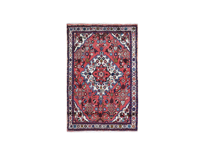3'6" x 5'4" New Hand Knotted Red Wool Runner Oriental Rug - MOA10259828