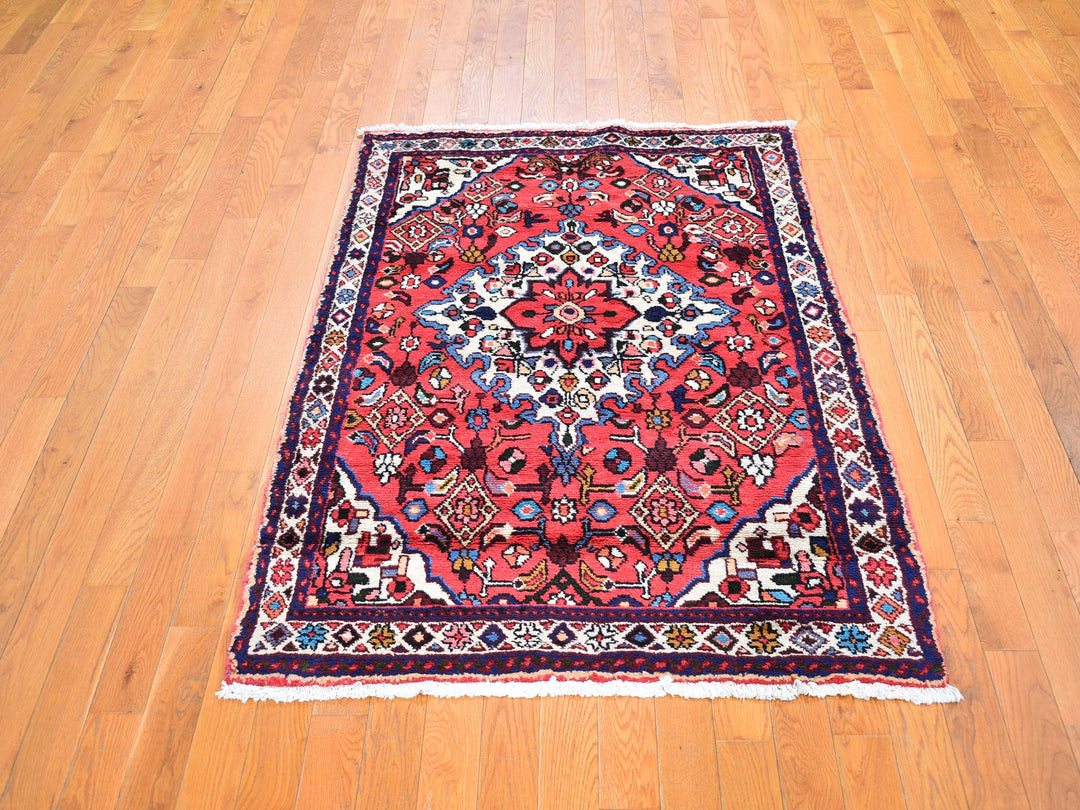 3'6" x 5'4" New Hand Knotted Red Wool Runner Oriental Rug - MOA10259828