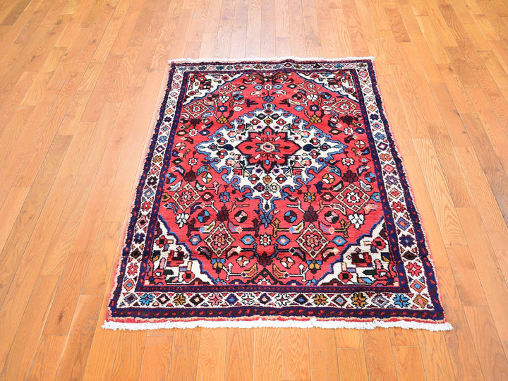 3'6" x 5'4" New Hand Knotted Red Wool Runner Oriental Rug - MOA10259828