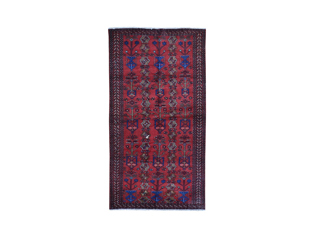 4'1" x 8'6" New Hand Knotted Red Wool Rectangle Oriental Rug - MOA10259837