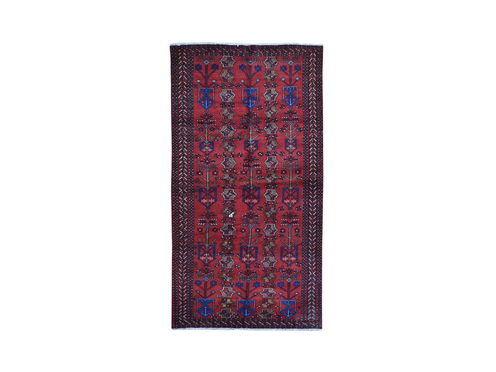 4'1" x 8'6" New Hand Knotted Red Wool Rectangle Oriental Rug - MOA10259837