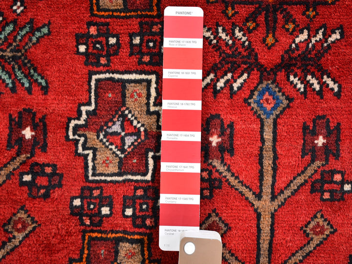 4'1" x 8'6" New Hand Knotted Red Wool Rectangle Oriental Rug - MOA10259837