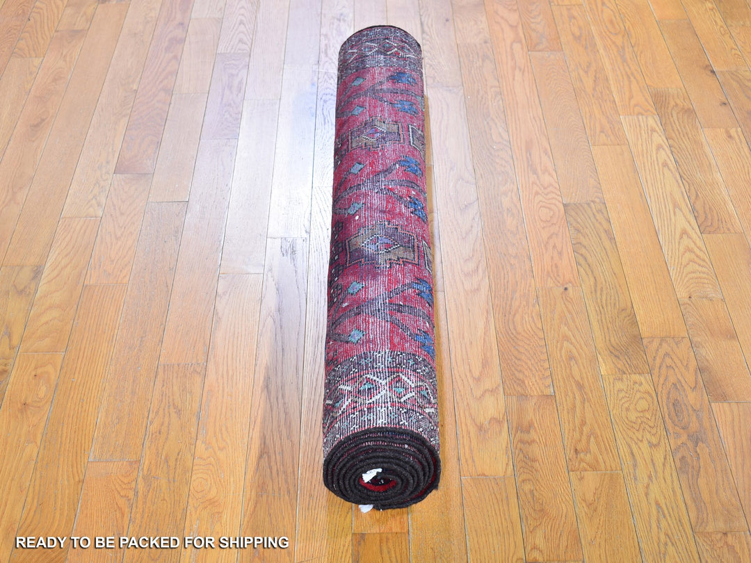 4'1" x 8'6" New Hand Knotted Red Wool Rectangle Oriental Rug - MOA10259837