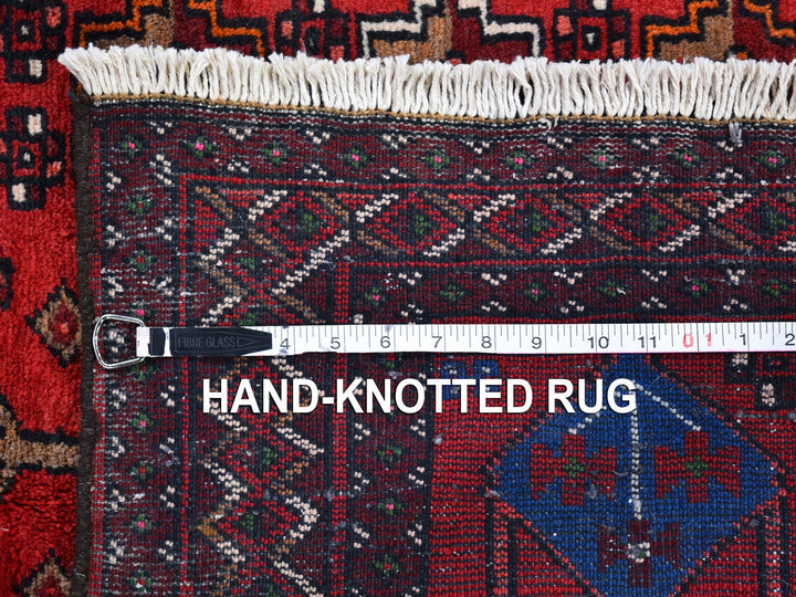 4'1" x 8'6" New Hand Knotted Red Wool Rectangle Oriental Rug - MOA10259837