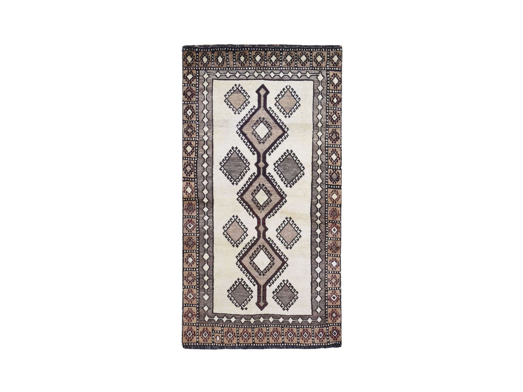3'6" x 6'10" New Hand Knotted Ivory Wool Rectangle Oriental Rug - MOA10259845