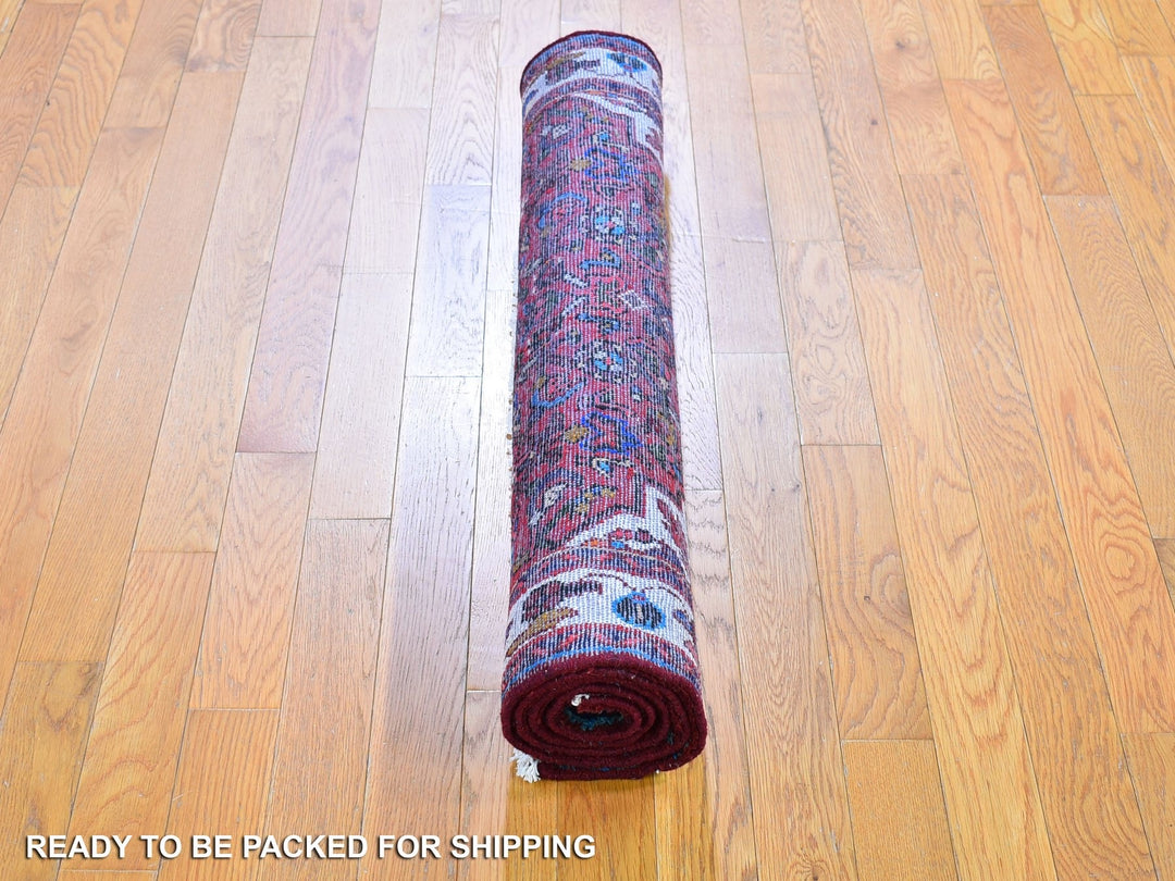 3'6" x 5'1" New Hand Knotted Red Wool Rectangle Oriental Rug - MOA10259848