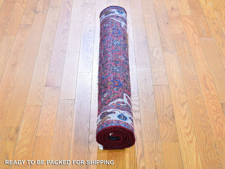 3'6" x 5'1" New Hand Knotted Red Wool Rectangle Oriental Rug - MOA10259848