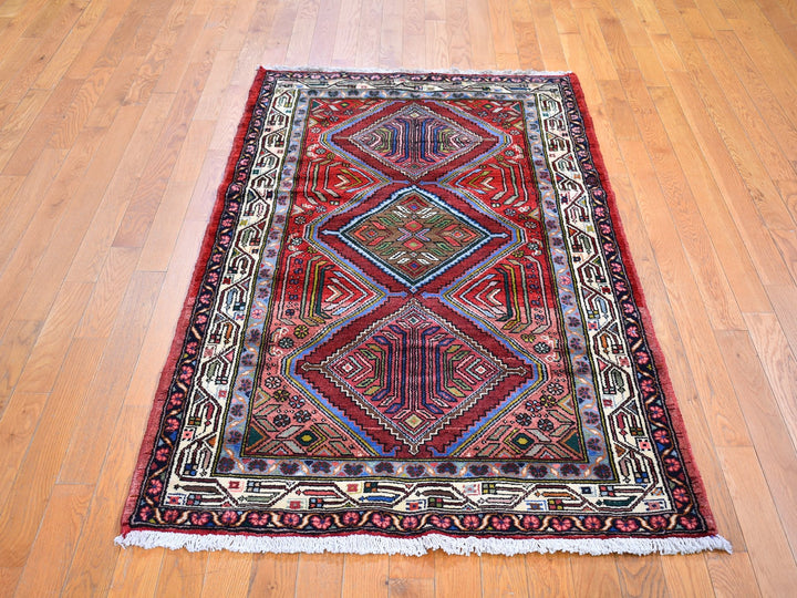 3'8" x 6'5" New Hand Knotted Red Wool Rectangle Oriental Rug - MOA10259851