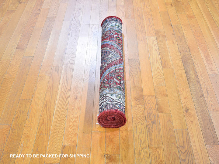 3'8" x 6'5" New Hand Knotted Red Wool Rectangle Oriental Rug - MOA10259851