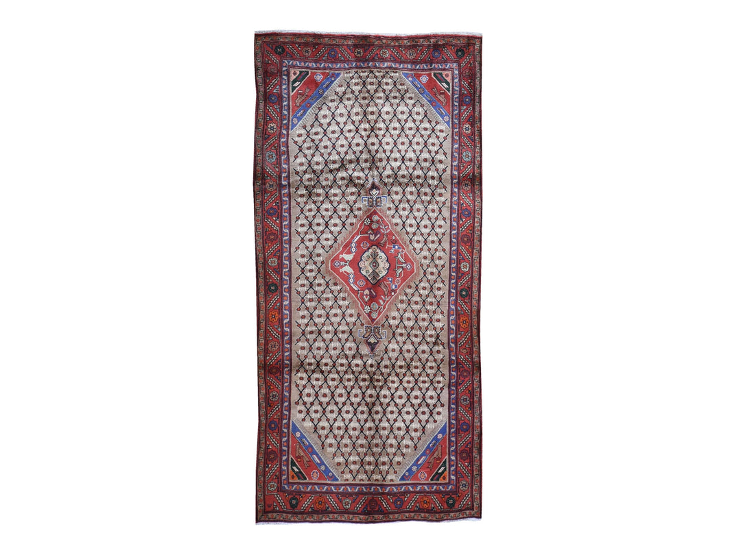 4'9" x 10'1" New Hand Knotted Brown Wool Runner Oriental Rug - MOA10259857