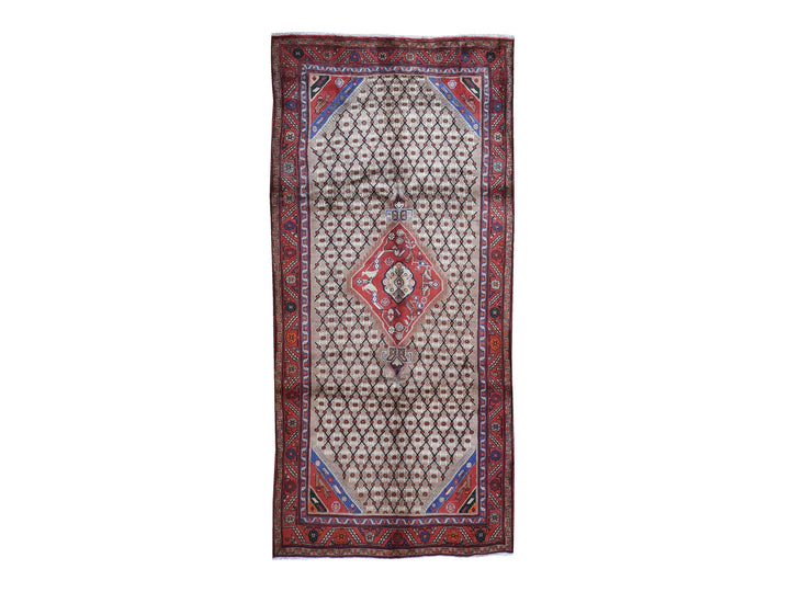 4'9" x 10'1" New Hand Knotted Brown Wool Runner Oriental Rug - MOA10259857