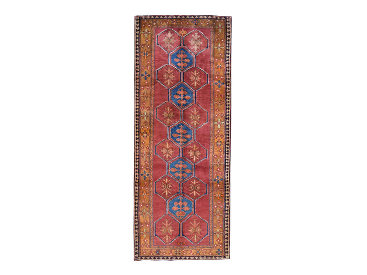 5'0" x 12'9" Vintage Hand Knotted Red Wool Runner Oriental Rug - MOA10259867