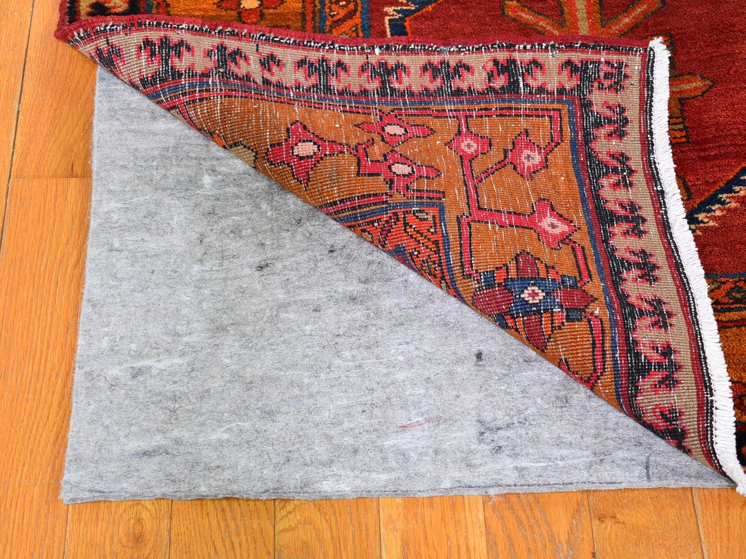 5'0" x 12'9" Vintage Hand Knotted Red Wool Runner Oriental Rug - MOA10259867