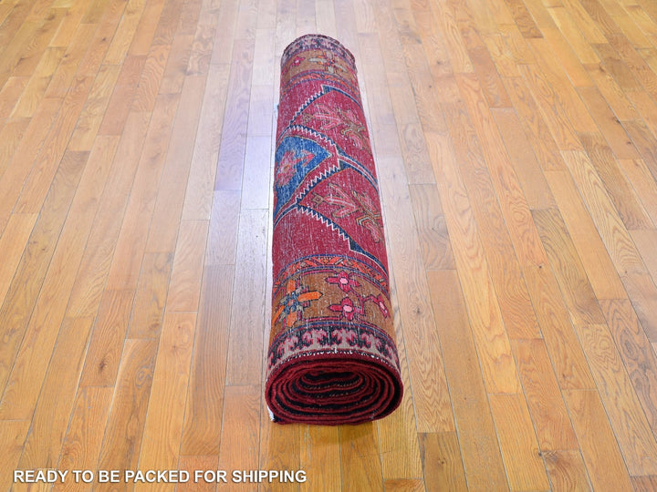 5'0" x 12'9" Vintage Hand Knotted Red Wool Runner Oriental Rug - MOA10259867