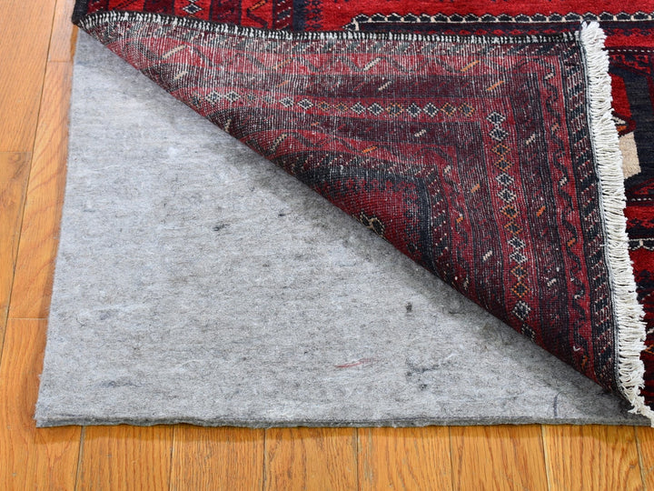 3'5" x 6'1" Vintage Hand Knotted Red Wool Rectangle Oriental Rug - MOA10259885