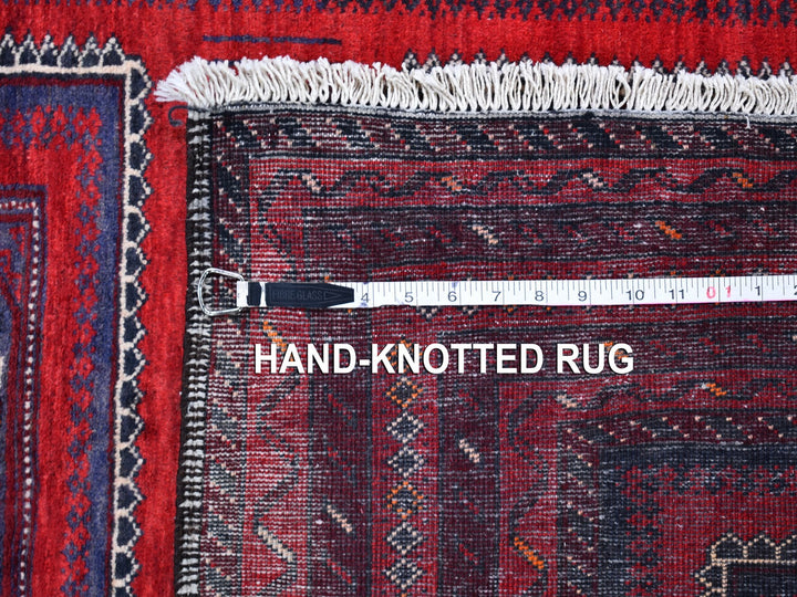 3'5" x 6'1" Vintage Hand Knotted Red Wool Rectangle Oriental Rug - MOA10259885