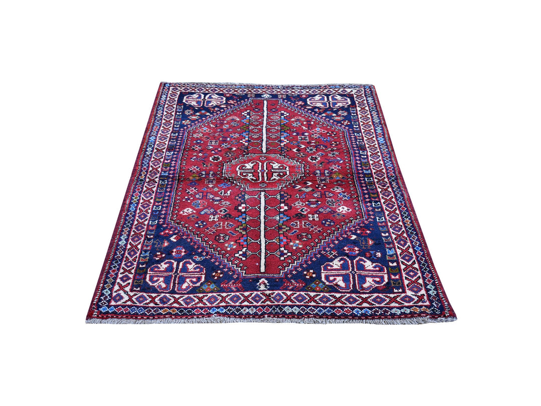 3'5" x 5'4" New Hand Knotted Red Wool Rectangle Oriental Rug - MOA10259888