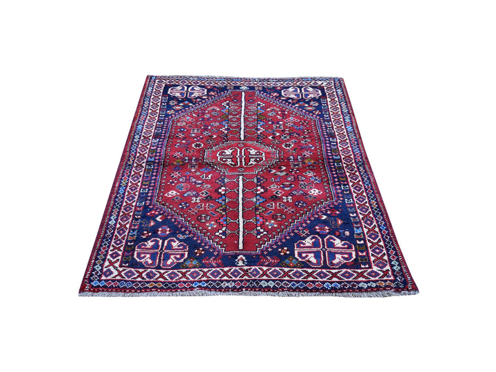 3'5" x 5'4" New Hand Knotted Red Wool Rectangle Oriental Rug - MOA10259888