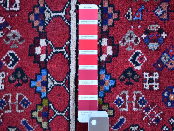 3'5" x 5'4" New Hand Knotted Red Wool Rectangle Oriental Rug - MOA10259888