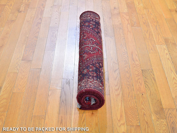 3'5" x 5'4" New Hand Knotted Red Wool Rectangle Oriental Rug - MOA10259888