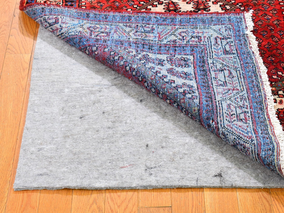 3'7" x 5'0" Vintage Hand Knotted Red Wool Rectangle Oriental Rug - MOA10259904